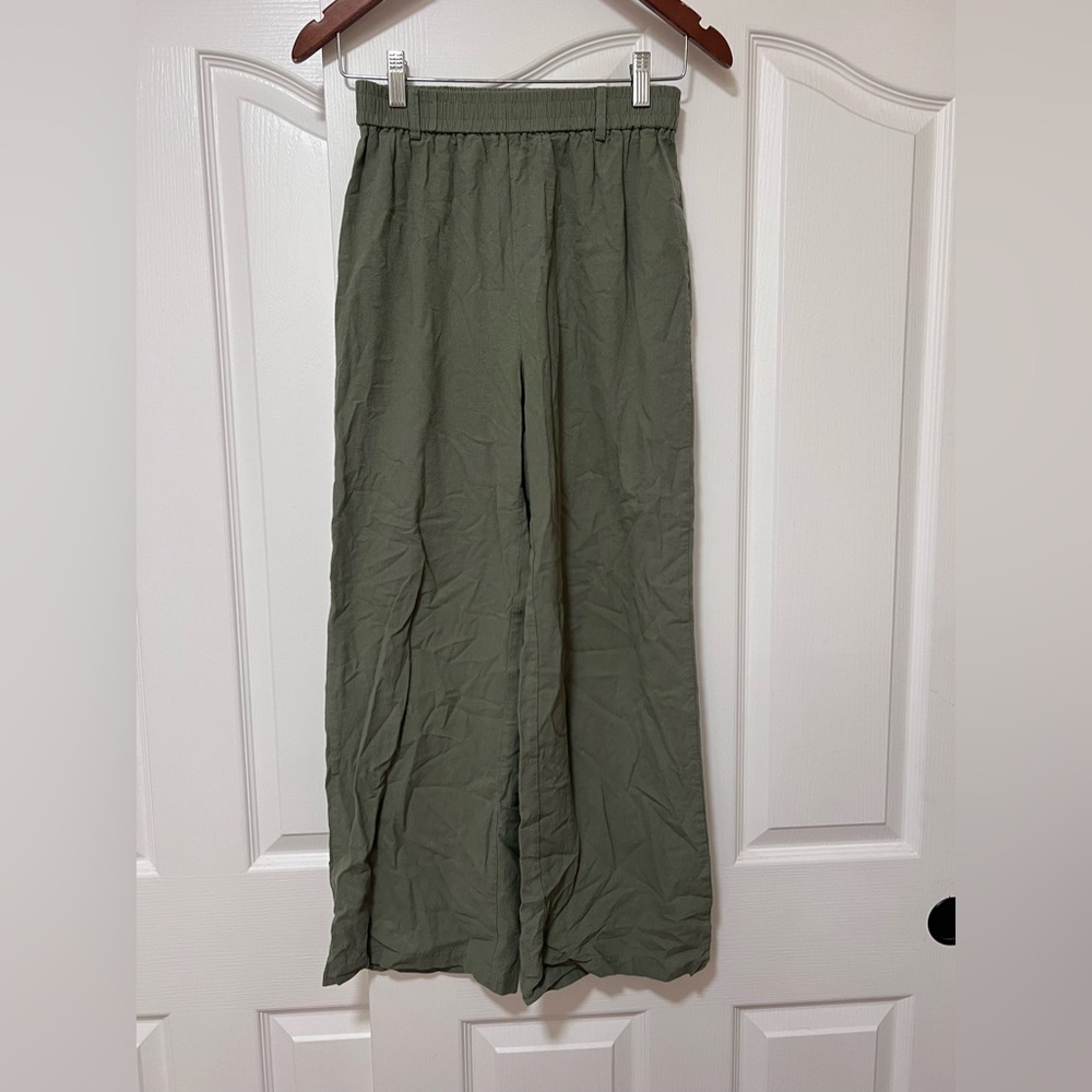 Emery Rose Olive Green Wide-Leg Pants - Small - Picture 1 of 5